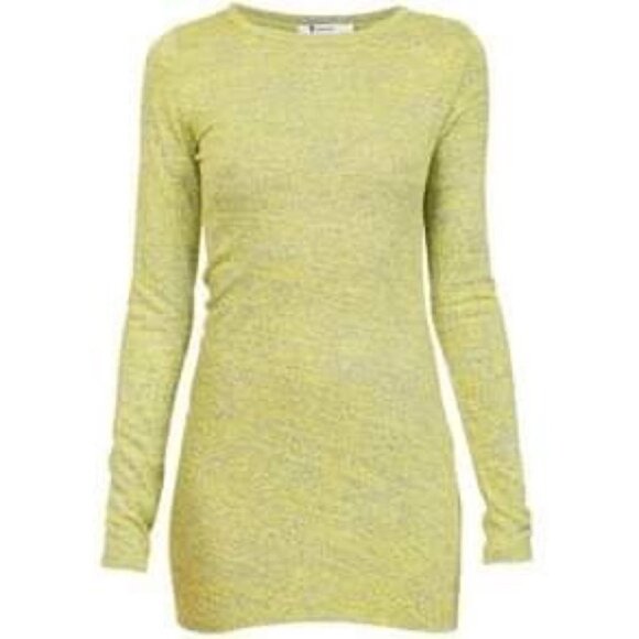 T By Alexander Wang marled yellow LS bodycon mini dress  drape twist back - Picture 14 of 16
